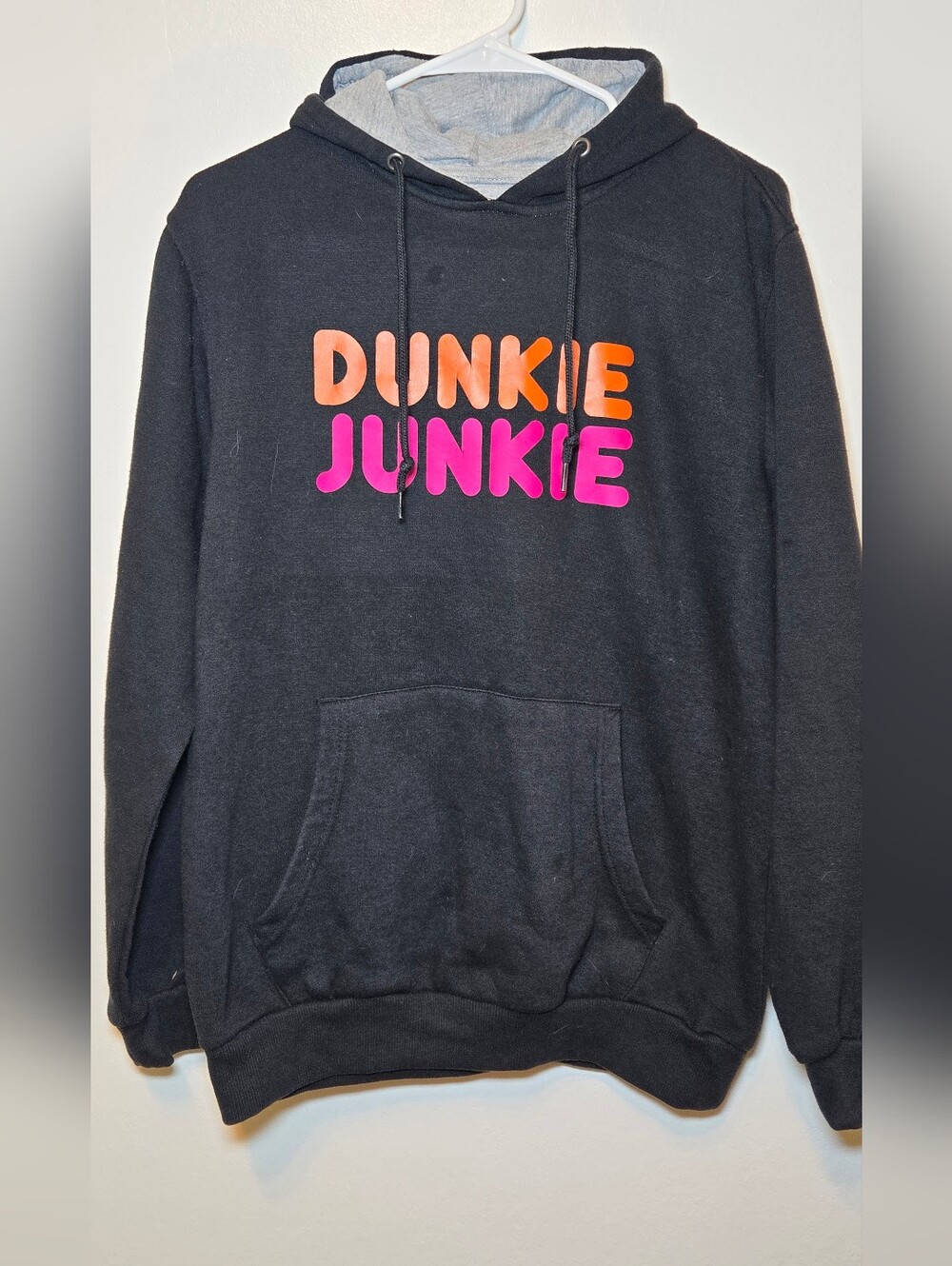 Adult Medium Dunkie Junkie Hooded Sweatshirt Coffee Dunkin Donuts